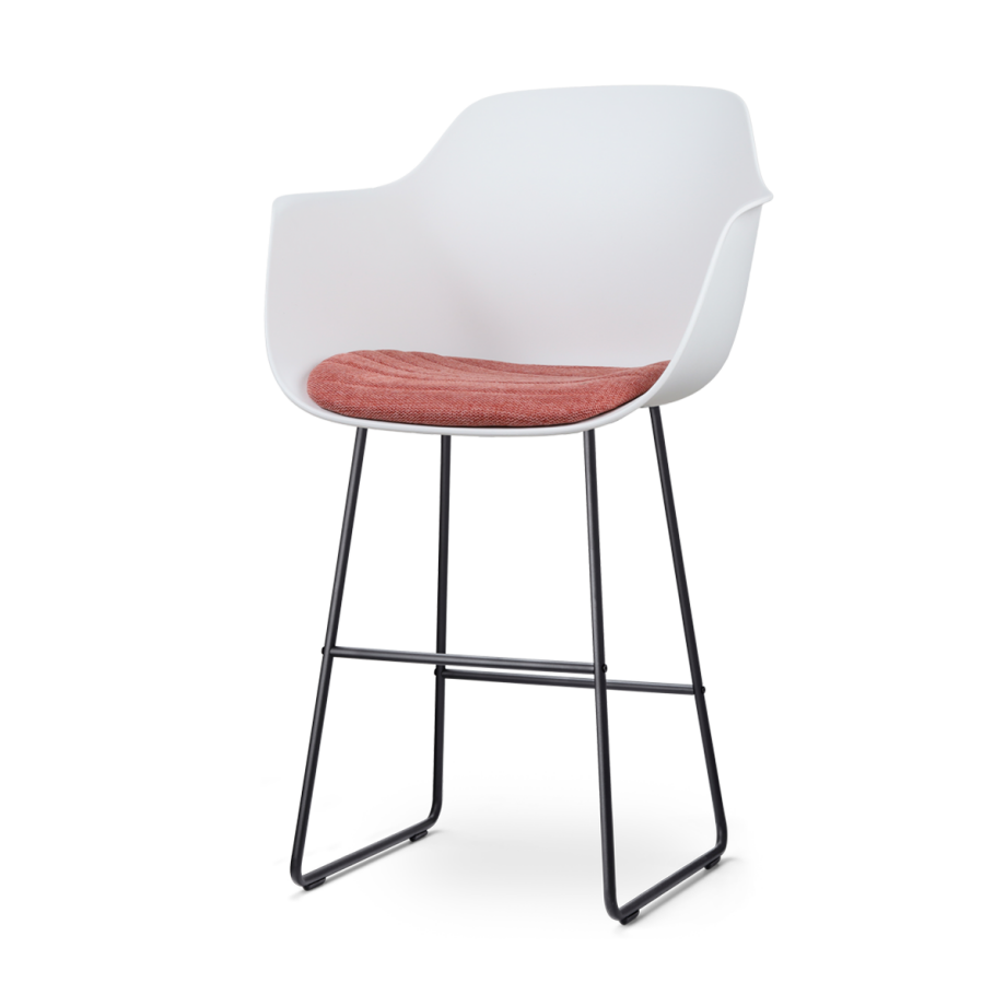 Nino-Liz barkruk wit met terracotta rood zitkussen - zwart onderstel - 75 cm Nino-Liz barkruk wit met terracotta rood zitkussen - zwart onderstel - 75 cm afbeelding 1