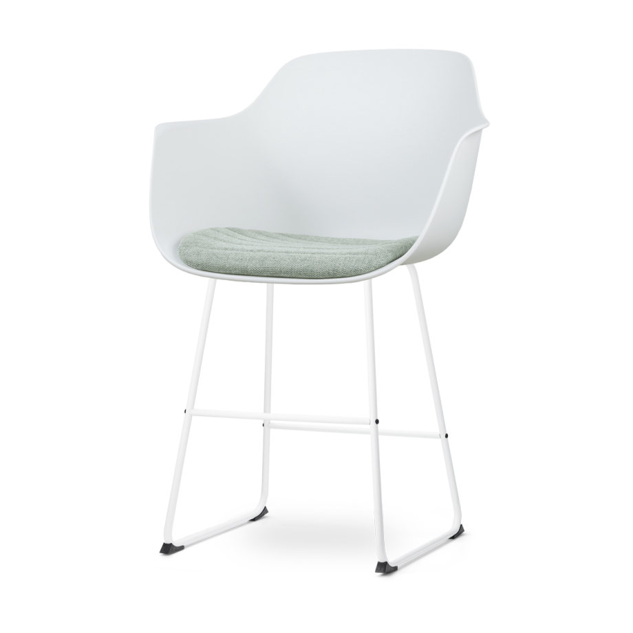 Nino-Liz barkruk wit met zacht groen zitkussen - wit onderstel - 65 cm Nino-Liz barkruk wit met zacht groen zitkussen - wit onderstel - 65 cm afbeelding 1