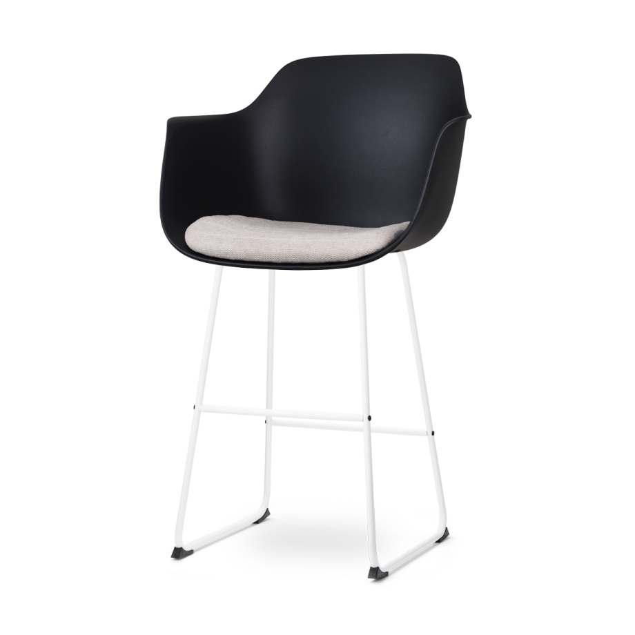 Nino-Liz barkruk zwart en beige zitkussen - wit onderstel - 75 cm Nino-Liz barkruk zwart en beige zitkussen - wit onderstel - 75 cm afbeelding 1