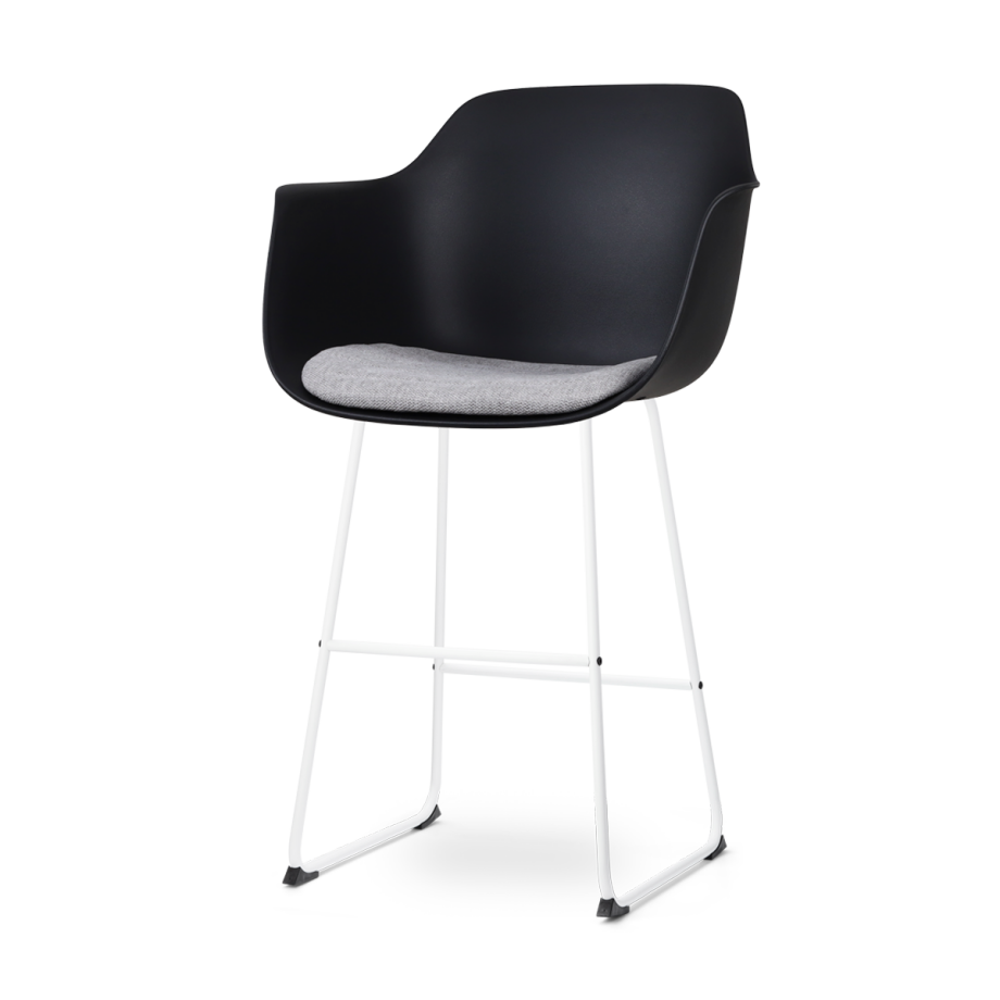 Nino-Liz barkruk zwart en lichtgrijs zitkussen - wit onderstel - 75 cm Nino-Liz barkruk zwart en lichtgrijs zitkussen - wit onderstel - 75 cm afbeelding 1