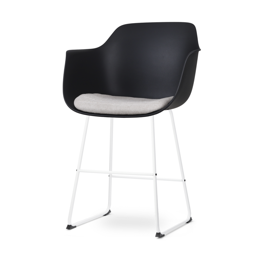 Nino-Liz barkruk zwart met beige zitkussen - wit onderstel - 65 cm afbeelding 1