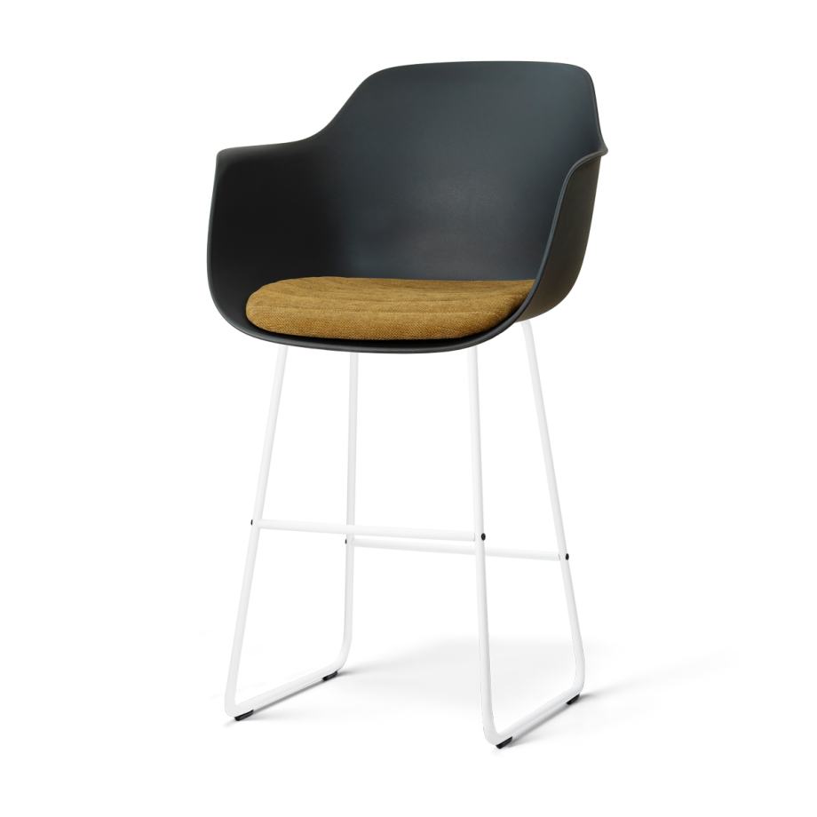 Nino-Liz barkruk zwart met mosgroen zitkussen - wit onderstel - 75 cm afbeelding 1