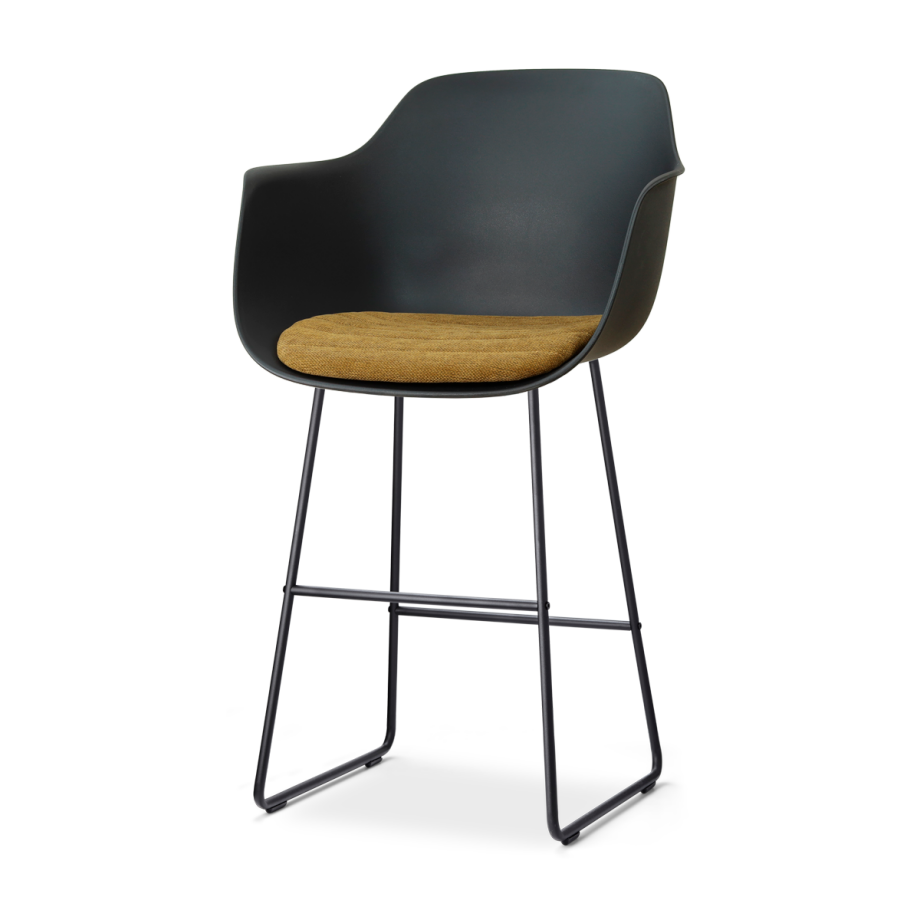 Nino-Liz barkruk zwart met mosgroen zitkussen - zwart onderstel - 75 cm afbeelding 1