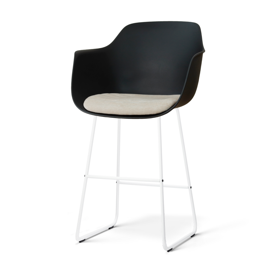 Nino-Liz barkruk zwart met naturelbeige zitkussen - wit onderstel - 75 cm afbeelding 1