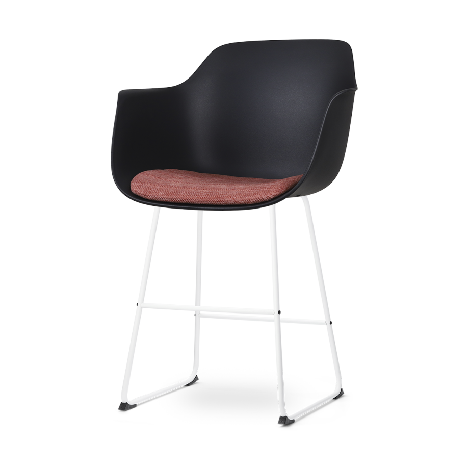 Nino-Liz barkruk zwart met terracotta rood zitkussen - wit onderstel - 65 cm Nino-Liz barkruk zwart met terracotta rood zitkussen - wit onderstel - 65 cm afbeelding 1