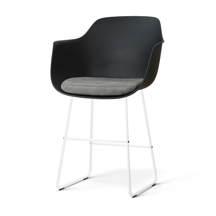 Nino-Liz barkruk zwart met zeegrijs zitkussen - wit onderstel - 65 cm afbeelding 1