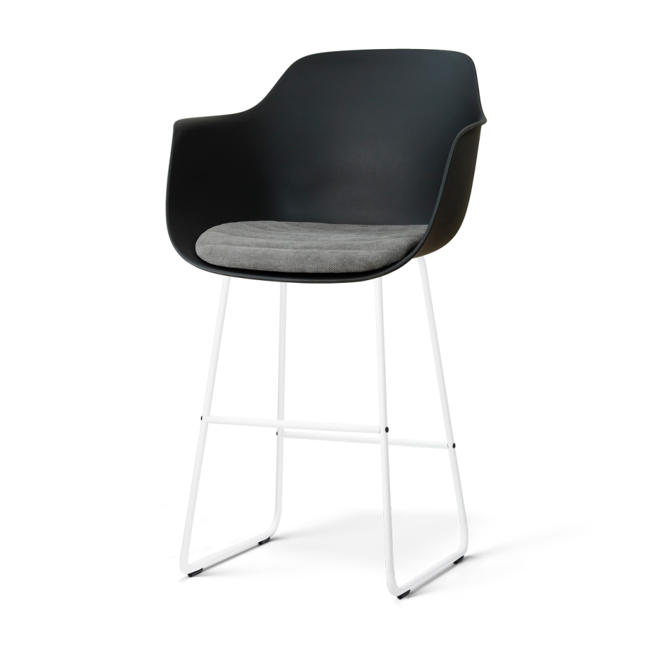 Nino-Liz barkruk zwart met zeegrijs zitkussen - wit onderstel - 75 cm afbeelding 1