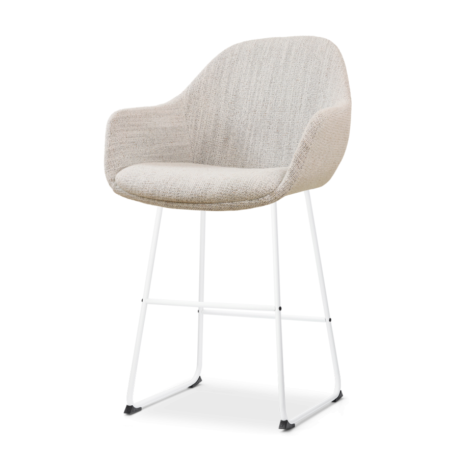 Nino-Mae barkruk beige gemêleerd - wit onderstel - 65 cm afbeelding 1