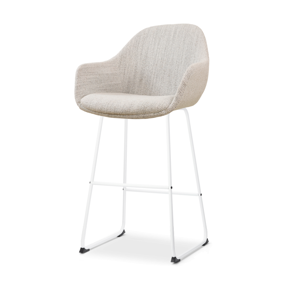 Nino-Mae barkruk beige gemêleerd - wit onderstel - 75 cm afbeelding 1