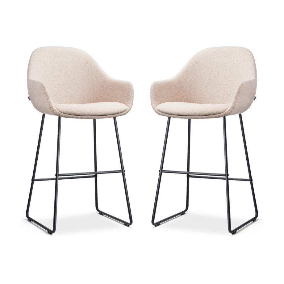 Nino-Mae barkruk beige - zwart onderstel - 65 cm - set van 2 Nino-Mae barkruk beige - zwart onderstel - 65 cm - set van 2 afbeelding 1