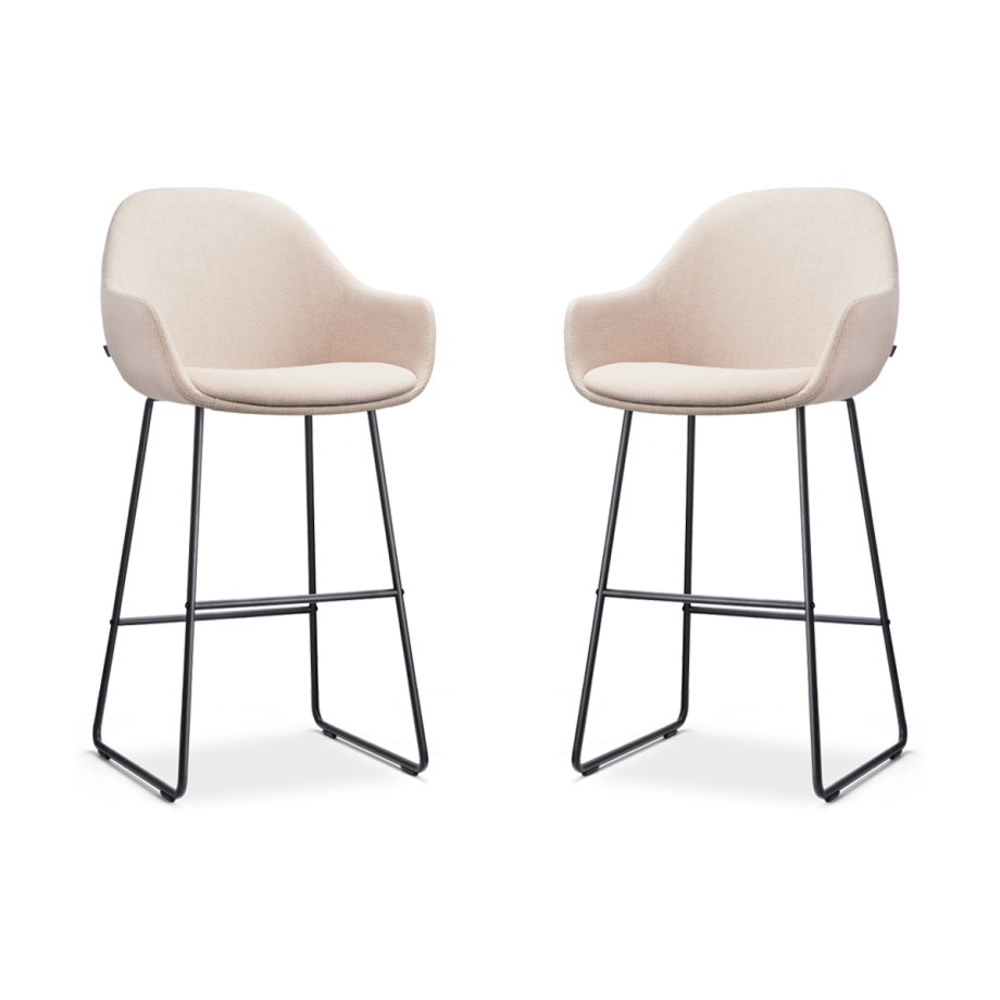 Nino-Mae barkruk beige - zwart onderstel - 75 cm - set van 2 Nino-Mae barkruk beige - zwart onderstel - 75 cm - set van 2 afbeelding 1