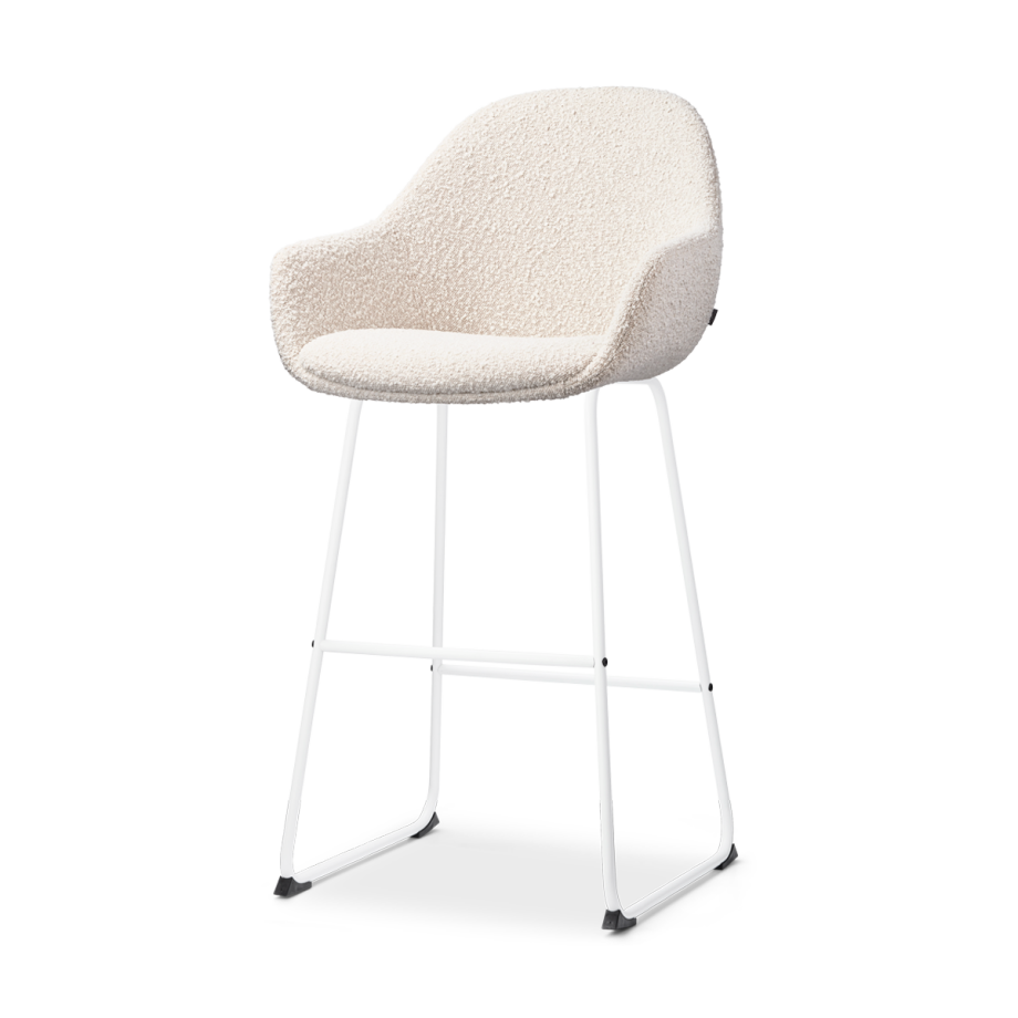 Nino-Mae barkruk bouclé beige - wit onderstel - 75 cm Nino-Mae barkruk bouclé beige - wit onderstel - 75 cm afbeelding 1