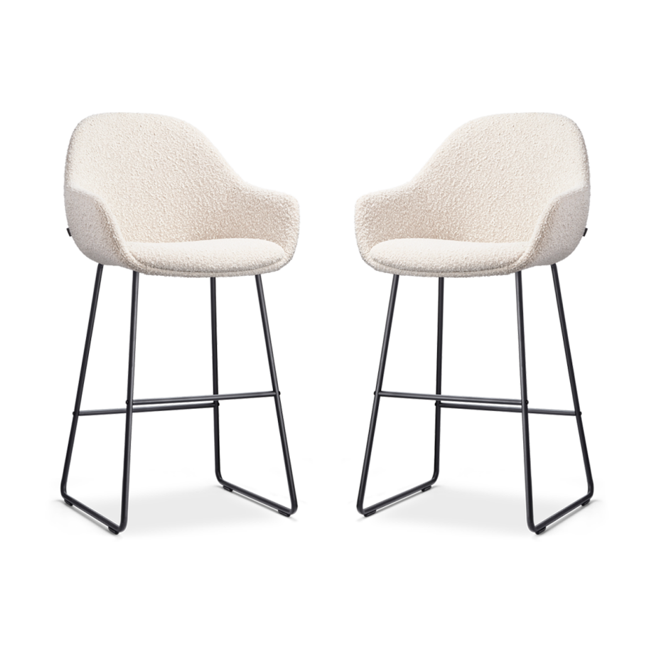 Nino-Mae barkruk bouclé beige - zwart onderstel - 65 cm - set van 2 Nino-Mae barkruk bouclé beige - zwart onderstel - 65 cm - set van 2 afbeelding 1