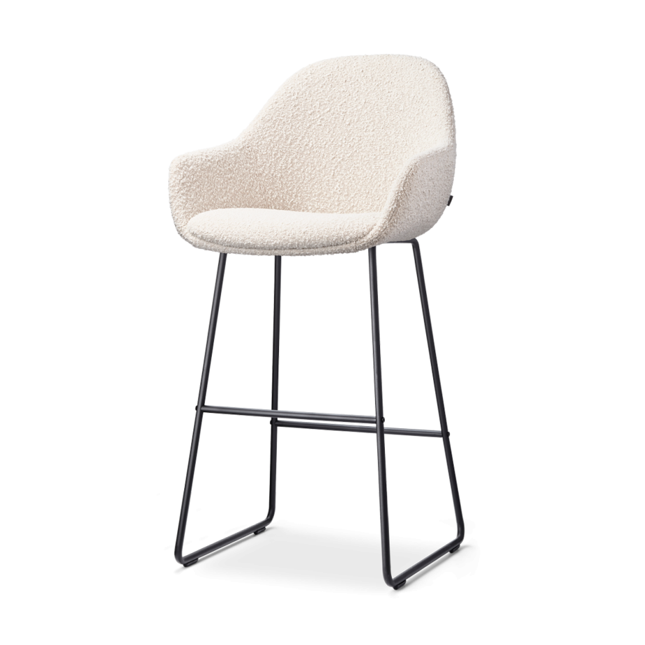 Nino-Mae barkruk bouclé beige - zwart onderstel - 75 cm afbeelding 1