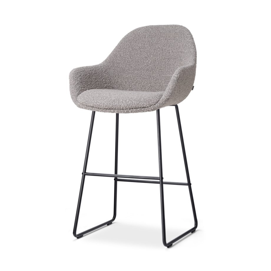 Nino-Mae barkruk bouclé taupe - zwart onderstel - 65 cm Nino-Mae barkruk bouclé taupe - zwart onderstel - 65 cm afbeelding 1