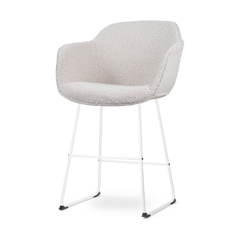 Nino-Mare barkruk bouclé beige - wit onderstel - 65 cm Nino-Mare barkruk bouclé beige - wit onderstel - 65 cm afbeelding 1