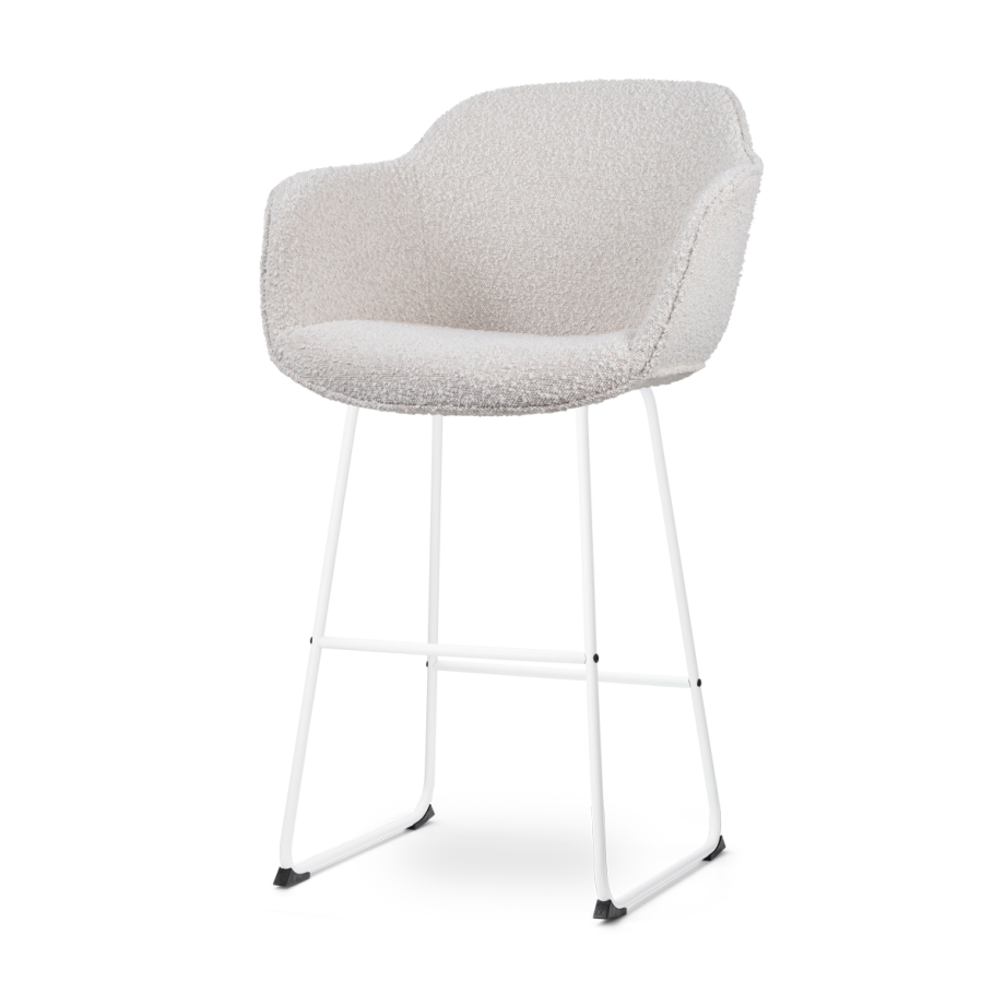 Nino-Mare barkruk bouclé beige - wit onderstel - 75 cm Nino-Mare barkruk bouclé beige - wit onderstel - 75 cm afbeelding 1