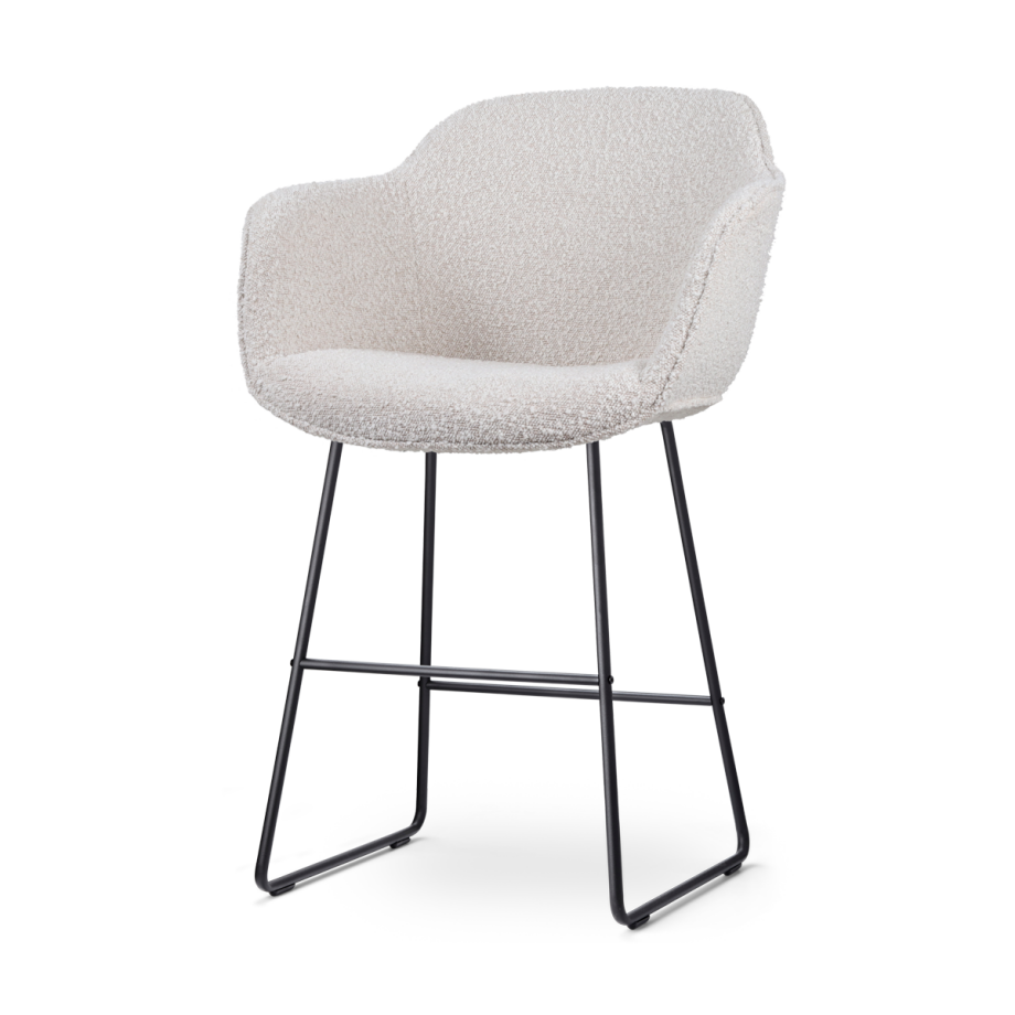 Nino-Mare barkruk bouclé beige - zwart onderstel - 65 cm Nino-Mare barkruk bouclé beige - zwart onderstel - 65 cm afbeelding 1