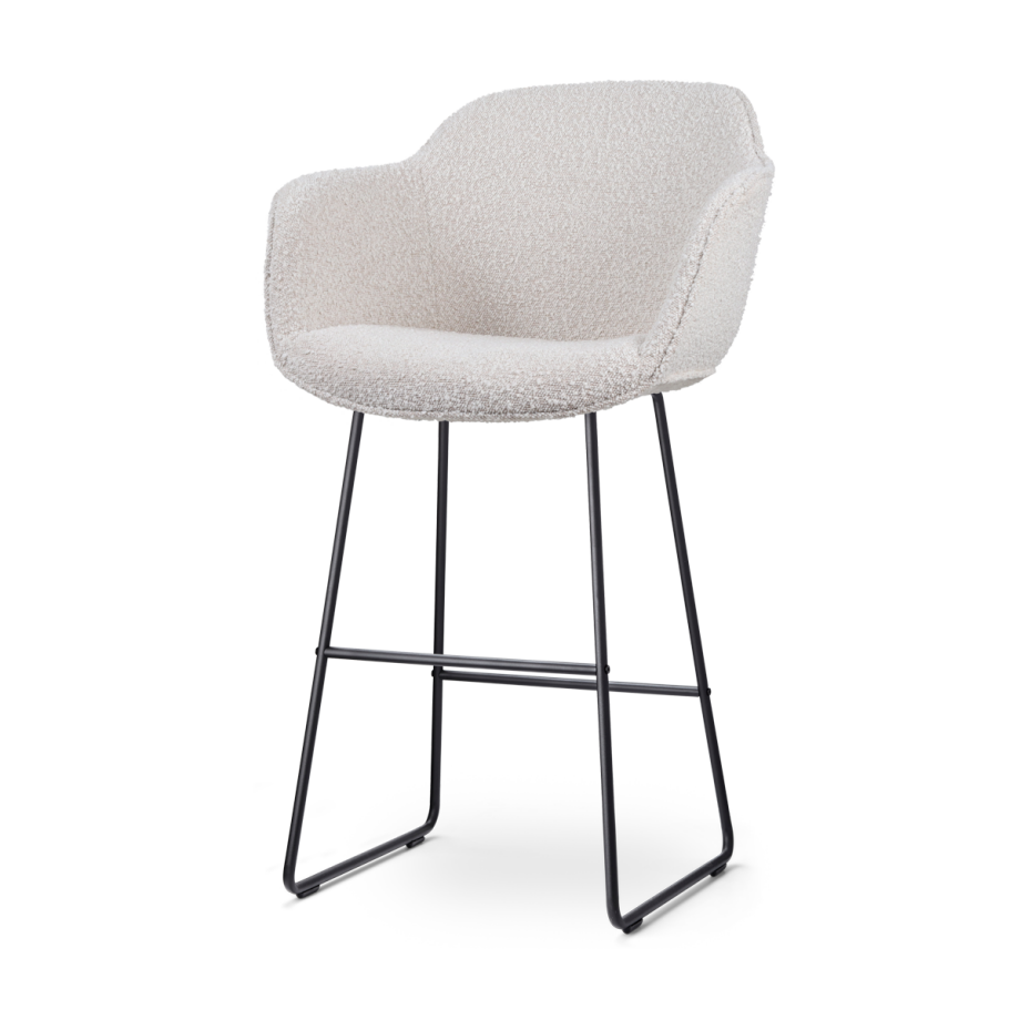 Nino-Mare barkruk bouclé beige - zwart onderstel - 75 cm Nino-Mare barkruk bouclé beige - zwart onderstel - 75 cm afbeelding 1