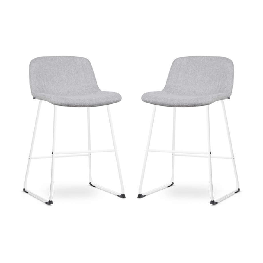 Nino-Mats barkruk lichtgrijs - wit onderstel - 65 cm - set van 2 Nino-Mats barkruk lichtgrijs - wit onderstel - 65 cm - set van 2 afbeelding 1