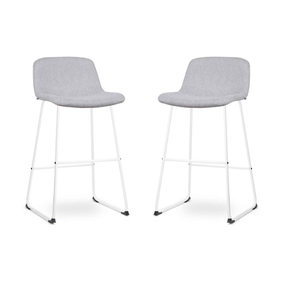 Nino-Mats barkruk lichtgrijs - wit onderstel - 75 cm - set van 2 Nino-Mats barkruk lichtgrijs - wit onderstel - 75 cm - set van 2 afbeelding 1