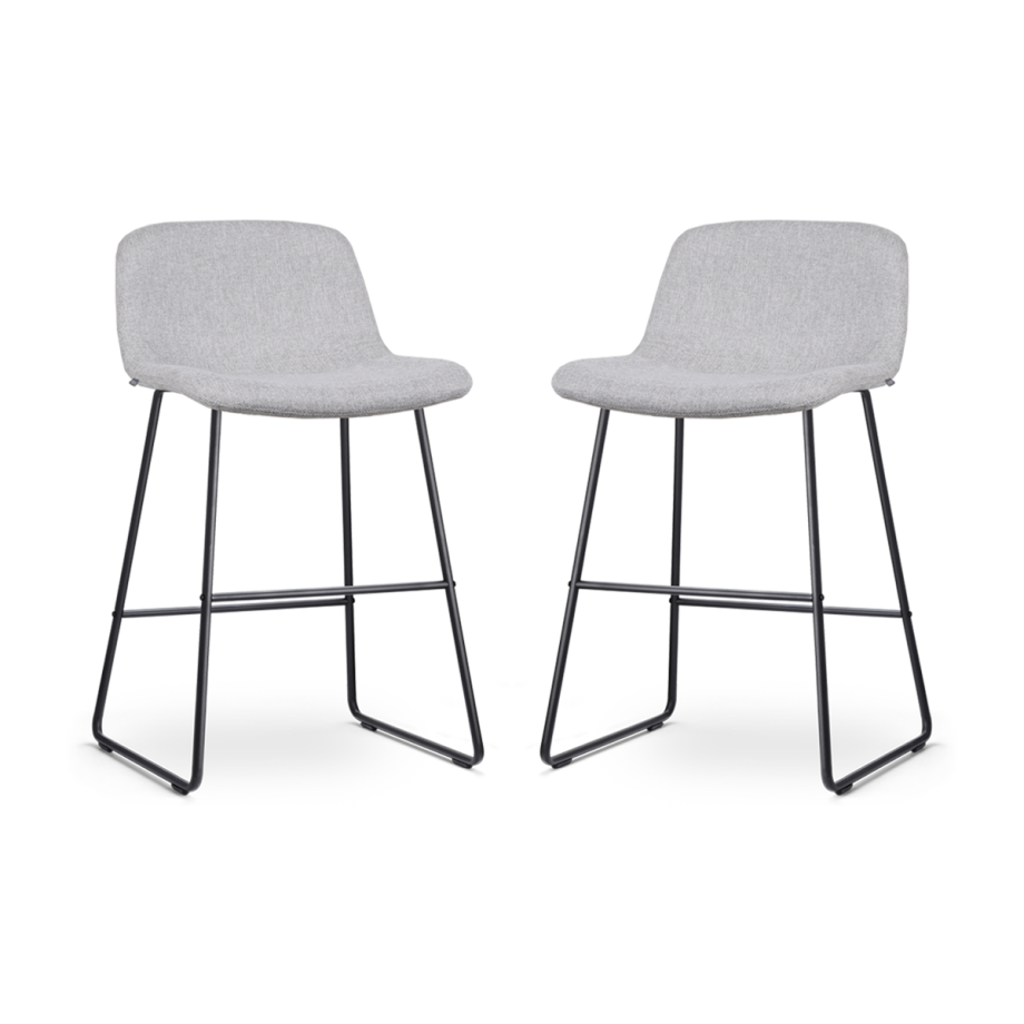 Nino-Mats barkruk lichtgrijs - zwart onderstel - 65 cm - set van 2 Nino-Mats barkruk lichtgrijs - zwart onderstel - 65 cm - set van 2 afbeelding 1