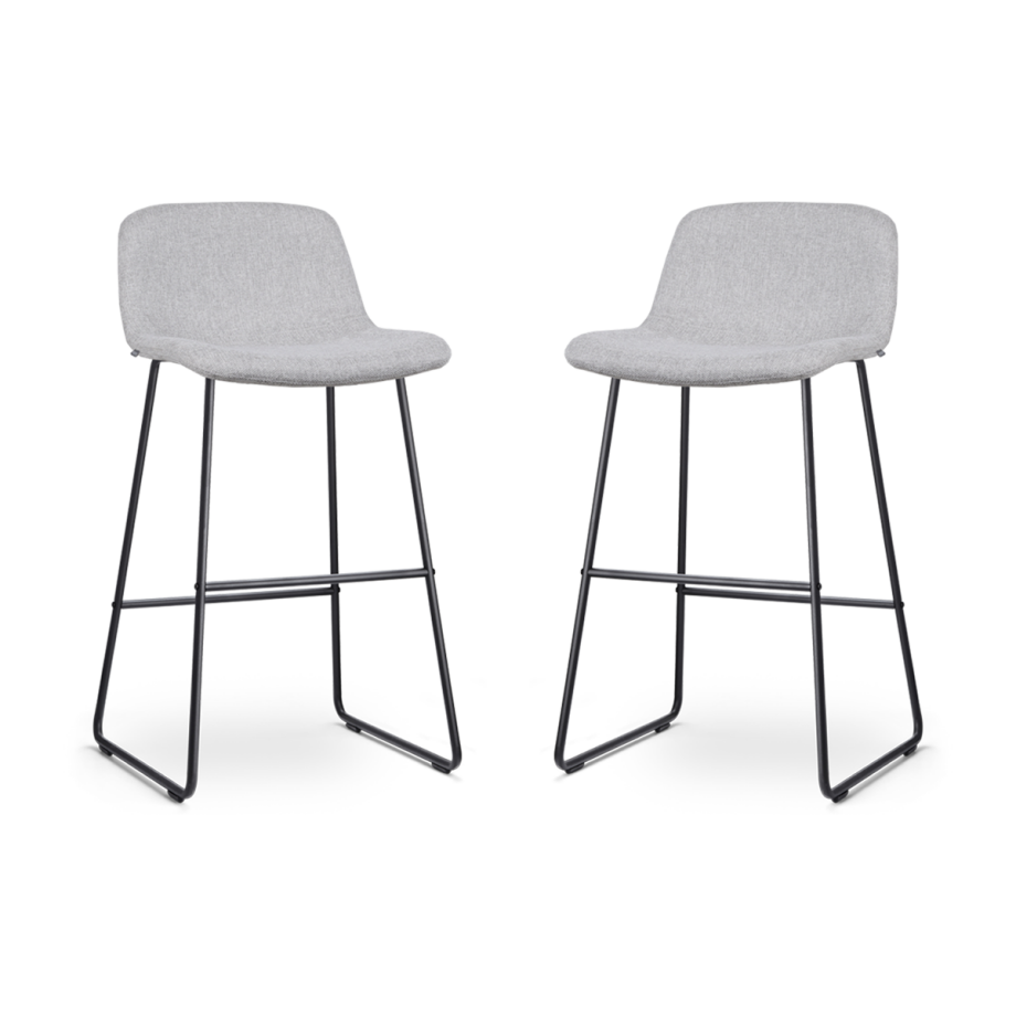 Nino-Mats barkruk lichtgrijs - zwart onderstel - 75 cm - set van 2 Nino-Mats barkruk lichtgrijs - zwart onderstel - 75 cm - set van 2 afbeelding 1