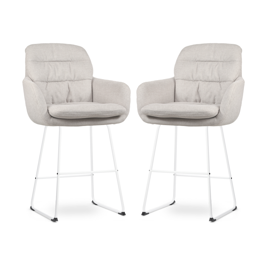 Nino-Mia barkruk beige - wit onderstel - 65 cm - set van 2 Nino-Mia barkruk beige - wit onderstel - 65 cm - set van 2 afbeelding 1