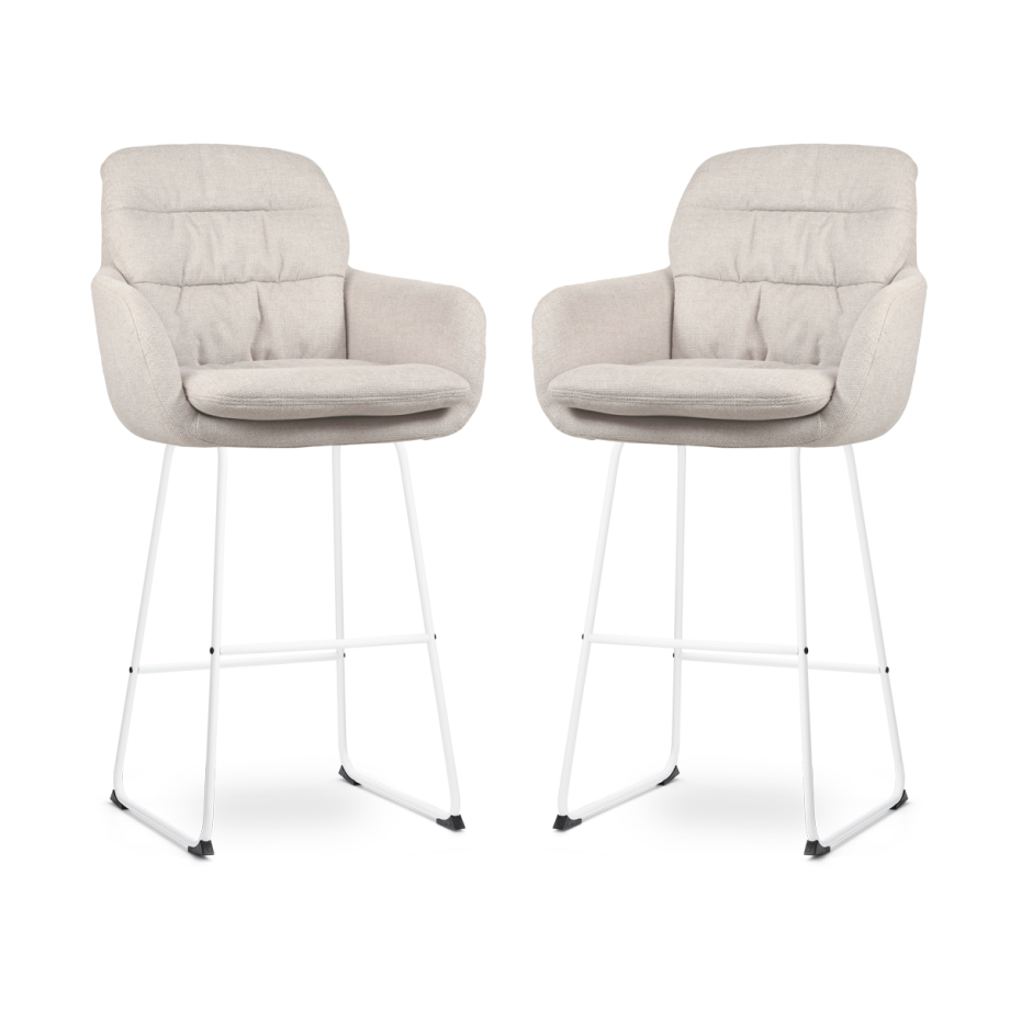 Nino-Mia barkruk beige - wit onderstel - 75 cm - set van 2 Nino-Mia barkruk beige - wit onderstel - 75 cm - set van 2 afbeelding 1