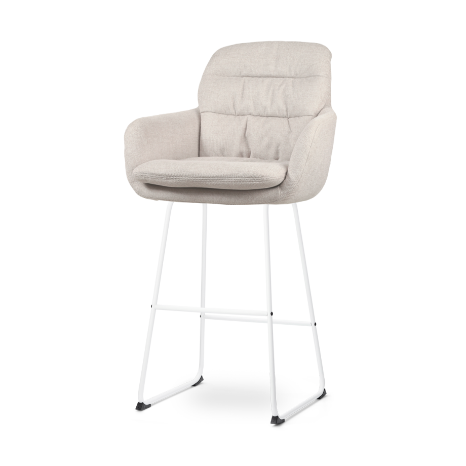 Nino-Mia barkruk beige - wit onderstel - 75 cm Nino-Mia barkruk beige - wit onderstel - 75 cm afbeelding 1