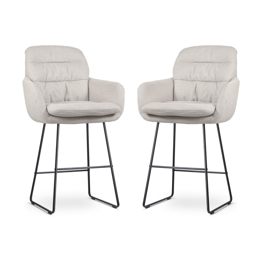 Nino-Mia barkruk beige - zwart onderstel - 65 cm - set van 2 Nino-Mia barkruk beige - zwart onderstel - 65 cm - set van 2 afbeelding 1