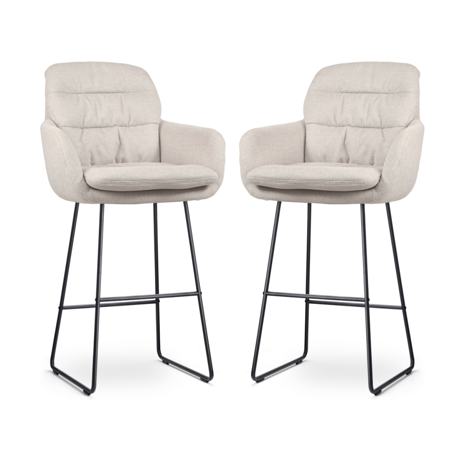 Nino-Mia barkruk beige - zwart onderstel - 75 cm - set van 2 Nino-Mia barkruk beige - zwart onderstel - 75 cm - set van 2 afbeelding 1