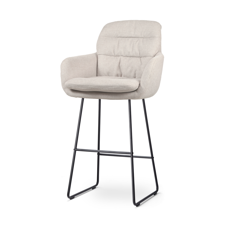 Nino-Mia barkruk beige - zwart onderstel - 75 cm afbeelding 1