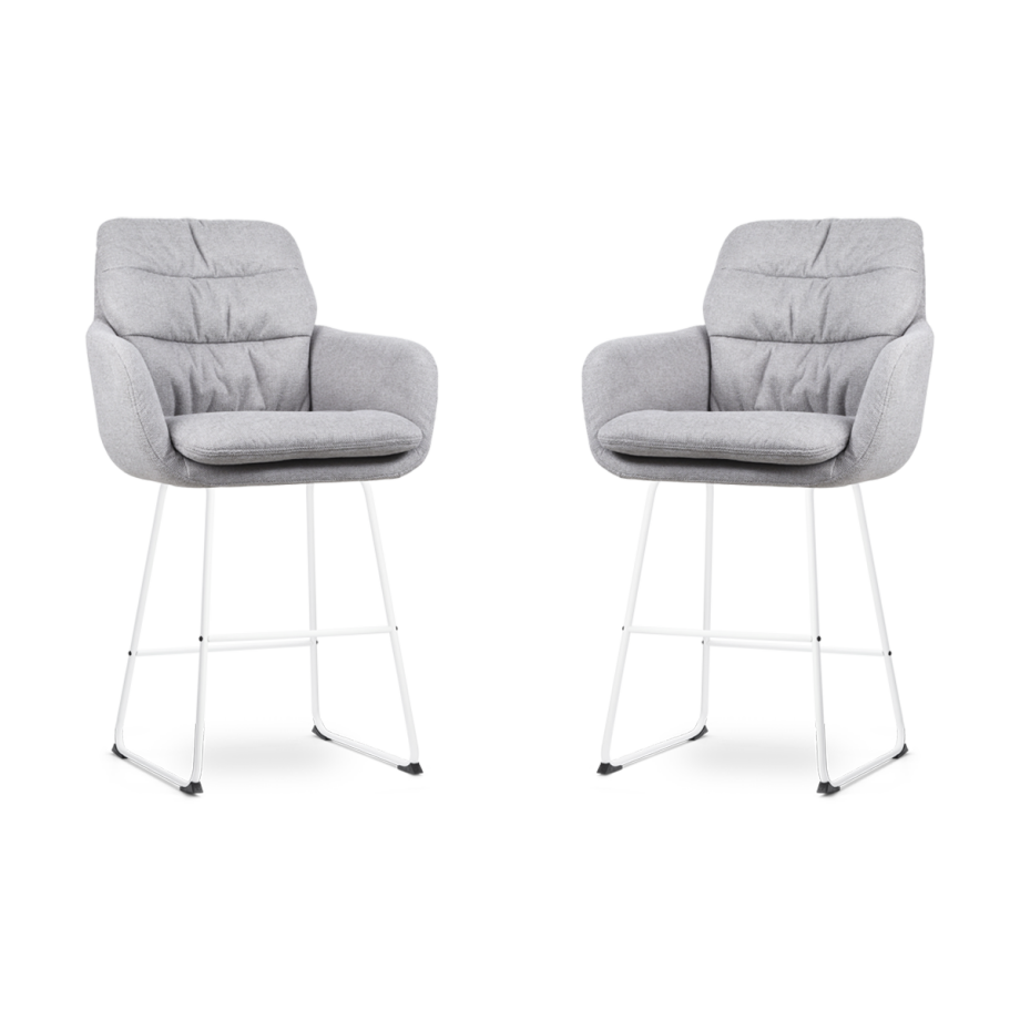 Nino-Mia barkruk grijs - wit onderstel - 65 cm - set van 2 Nino-Mia barkruk grijs - wit onderstel - 65 cm - set van 2 afbeelding 1