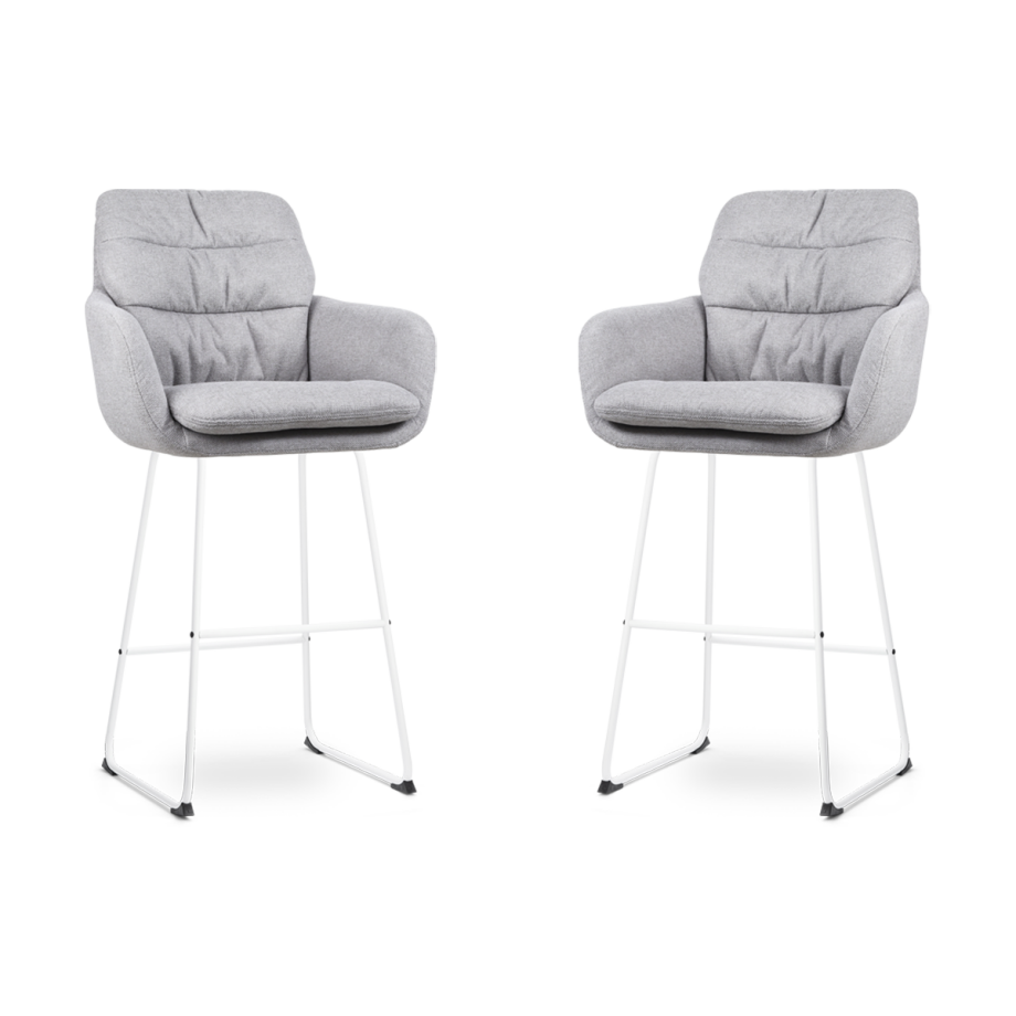 Nino-Mia barkruk grijs - wit onderstel - 75 cm - set van 2 Nino-Mia barkruk grijs - wit onderstel - 75 cm - set van 2 afbeelding 1