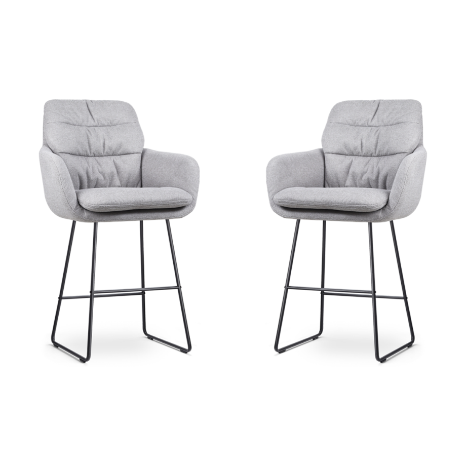 Nino-Mia barkruk grijs - zwart onderstel - 65 cm - set van 2 Nino-Mia barkruk grijs - zwart onderstel - 65 cm - set van 2 afbeelding 1