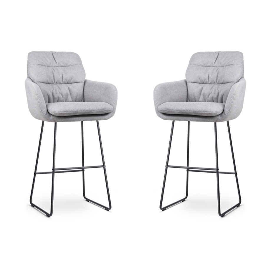 Nino-Mia barkruk grijs - zwart onderstel - 75 cm - set van 2 Nino-Mia barkruk grijs - zwart onderstel - 75 cm - set van 2 afbeelding 1