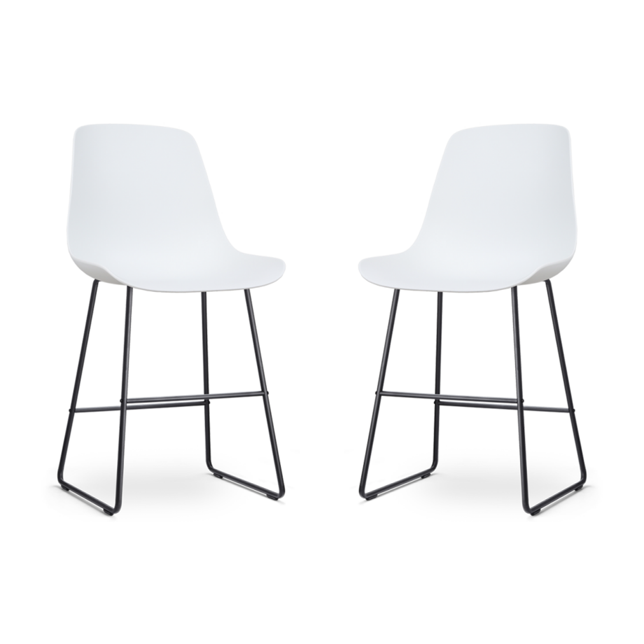 Nino-Pip barkruk wit - zwart onderstel - 65 cm - set van 2 Nino-Pip barkruk wit - zwart onderstel - 65 cm - set van 2 afbeelding 1