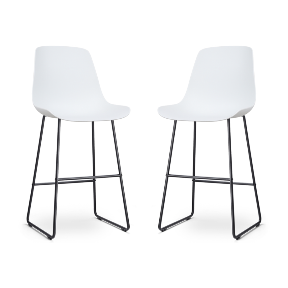 Nino-Pip barkruk wit - zwart onderstel - 75 cm - set van 2 Nino-Pip barkruk wit - zwart onderstel - 75 cm - set van 2 afbeelding 1