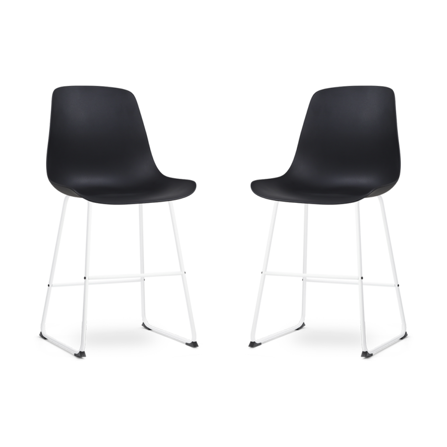 Nino-Pip barkruk zwart - wit onderstel - 65 cm - set van 2 Nino-Pip barkruk zwart - wit onderstel - 65 cm - set van 2 afbeelding 1