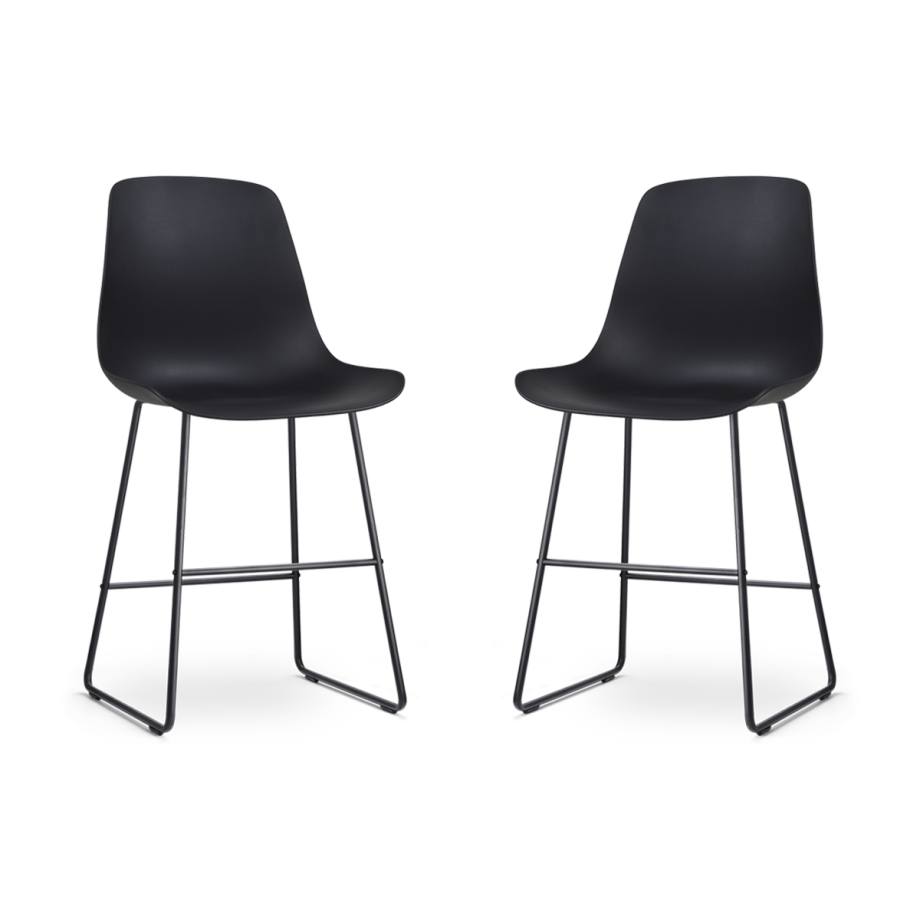 Nino-Pip barkruk zwart - zwart onderstel - 65 cm - set van 2 afbeelding 1