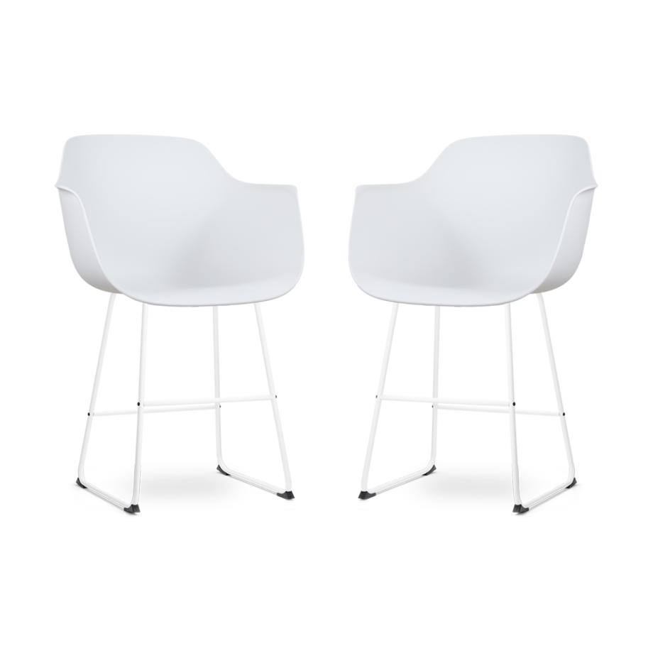 Nino-Puk barkruk wit - wit onderstel - 65 cm - set van 2 Nino-Puk barkruk wit - wit onderstel - 65 cm - set van 2 afbeelding 1