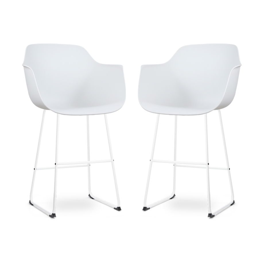 Nino-Puk barkruk wit - wit onderstel - 75 cm - set van 2 Nino-Puk barkruk wit - wit onderstel - 75 cm - set van 2 afbeelding 1