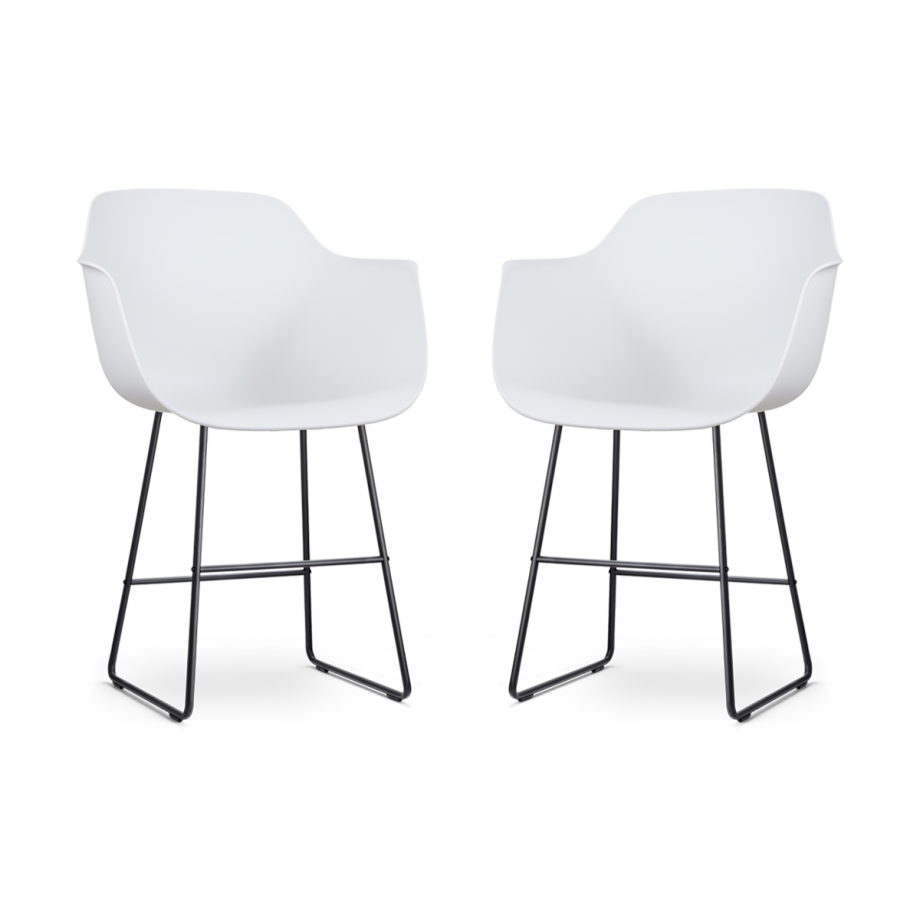 Nino-Puk barkruk wit - zwart onderstel - 65 cm - set van 2 Nino-Puk barkruk wit - zwart onderstel - 65 cm - set van 2 afbeelding 1