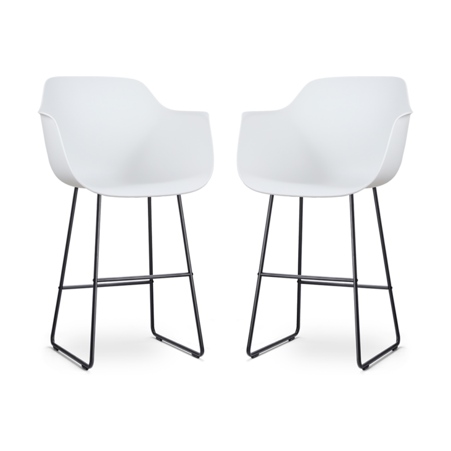 Nino-Puk barkruk wit - zwart onderstel - 75 cm - set van 2 Nino-Puk barkruk wit - zwart onderstel - 75 cm - set van 2 afbeelding 1