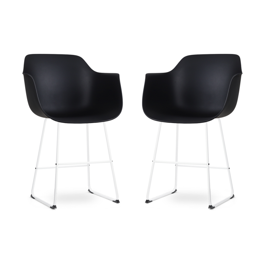 Nino-Puk barkruk zwart - wit onderstel - 65 cm - set van 2 Nino-Puk barkruk zwart - wit onderstel - 65 cm - set van 2 afbeelding 1