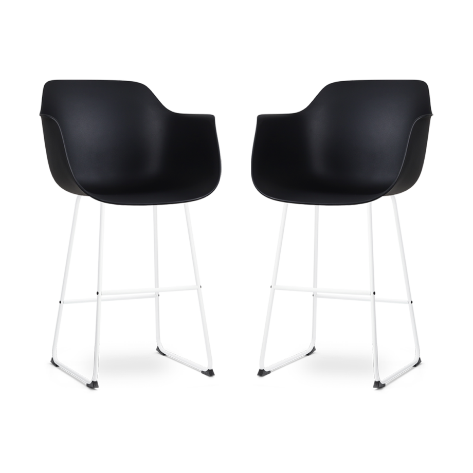 Nino-Puk barkruk zwart - wit onderstel - 75 cm - set van 2 Nino-Puk barkruk zwart - wit onderstel - 75 cm - set van 2 afbeelding 1