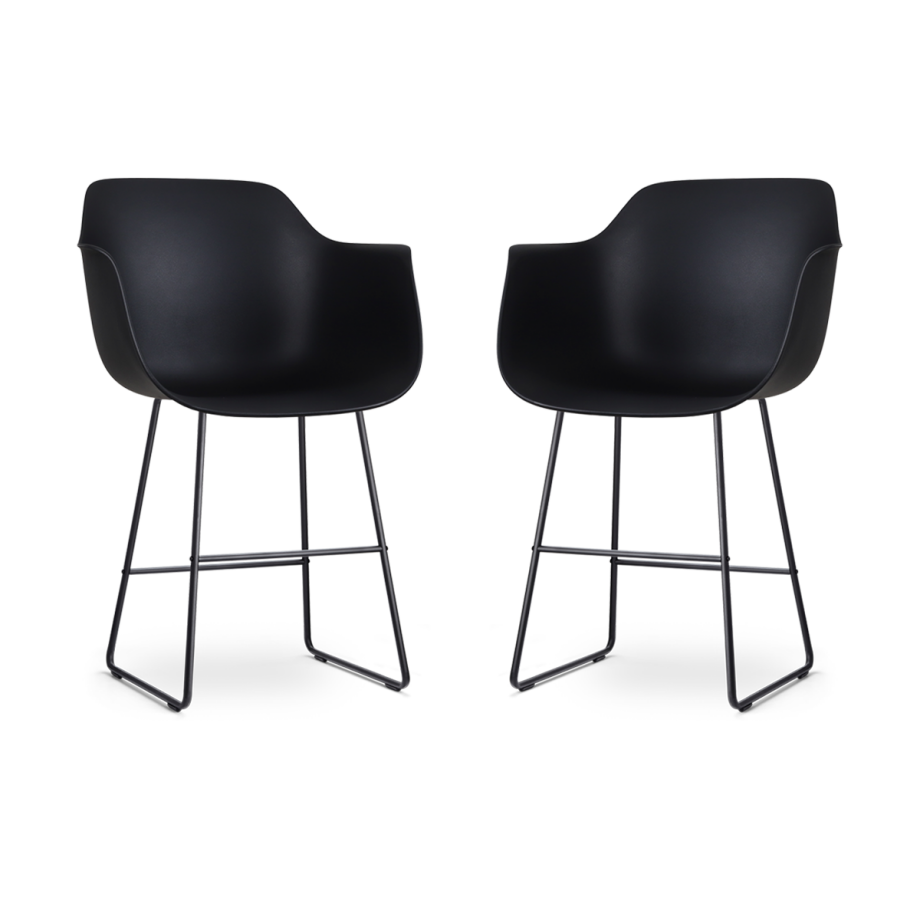 Nino-Puk barkruk zwart - zwart onderstel - 65 cm - set van 2 afbeelding 1