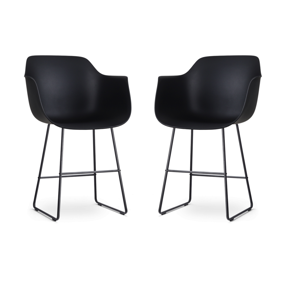 Nino-Puk barkruk zwart - zwart onderstel - 65 cm - set van 2 Nino-Puk barkruk zwart - zwart onderstel - 65 cm - set van 2 afbeelding 1