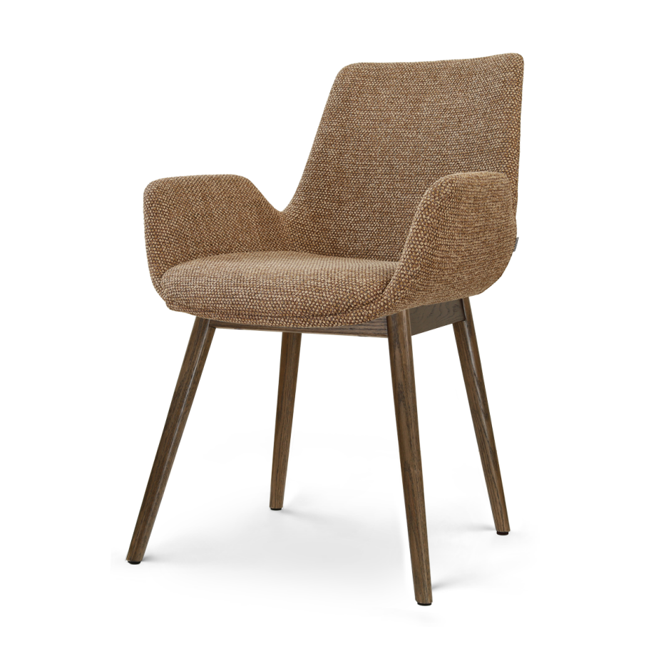 Nio-Eef eetkamerstoel bruin blend - walnoot houten onderstel afbeelding 1